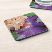 Zwei-Tone-Bartete Iris Bloom Floral Getränkeuntersetzer (Linke Seite)