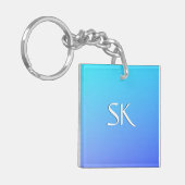 Zwei tone blaue Farbkombination Monogramm Schlüsselanhänger (Vorderseite links)