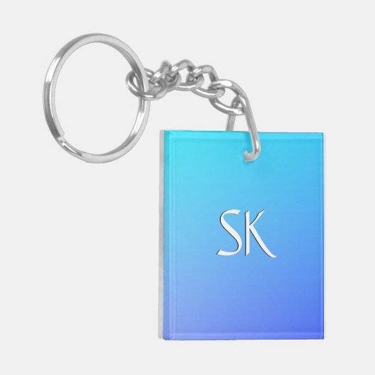Zwei tone blaue Farbkombination Monogramm Schlüsselanhänger (Vorderseite links)