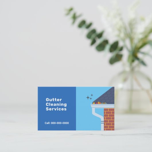 Zwei Töne blaue Gutter Cleaning Services Visitenkarte (Stehend Vorderseite)