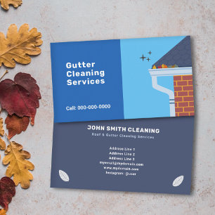 Zwei Töne blaue Gutter Cleaning Services Visitenkarte