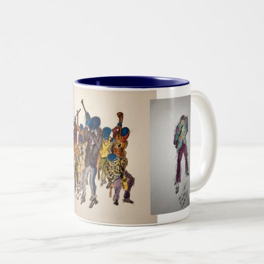 Zwei Töne blaue Jazzserie, elf unscharfe Tasse (VorderseiteRechts)