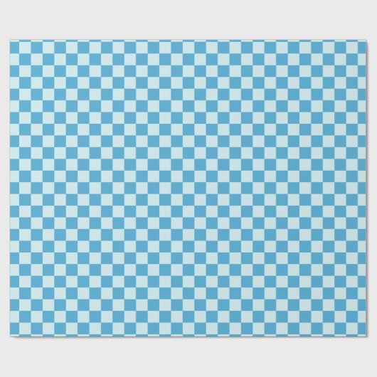 Zwei Töne blaue karierte Quadrate Geschenkpapier (Flach)