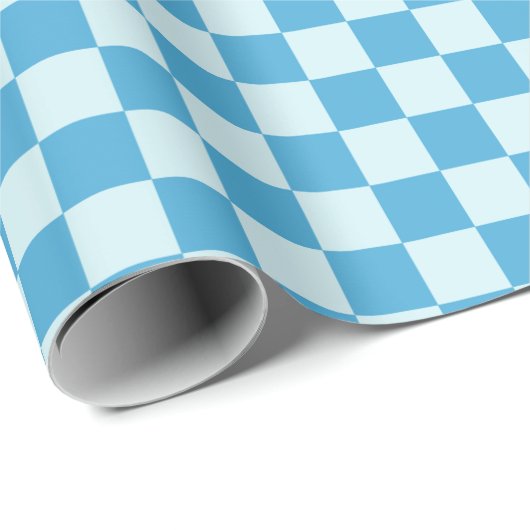 Zwei Töne blaue karierte Quadrate Geschenkpapier (Rolleneckpunkt)