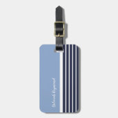 zwei Töne blaue nautische Streifen Gepäckanhänger (Vorderseite vertikal)