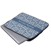 Zwei-Tone-blaues Mosaik mit dunklem Namensstreifen Laptopschutzhülle (Vorne Knopf)