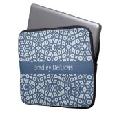 Zwei-Tone-blaues Mosaik mit dunklem Namensstreifen Laptopschutzhülle (Vorderseite Links)
