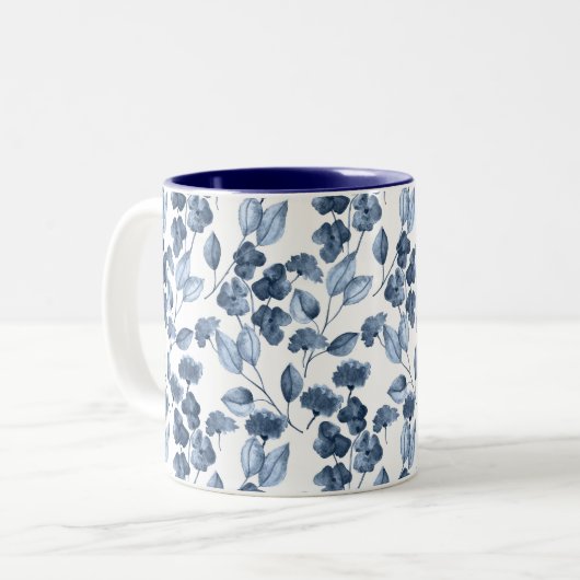 Zwei Tone Blue Denim Leafy Tasse (Vorderseite Links)