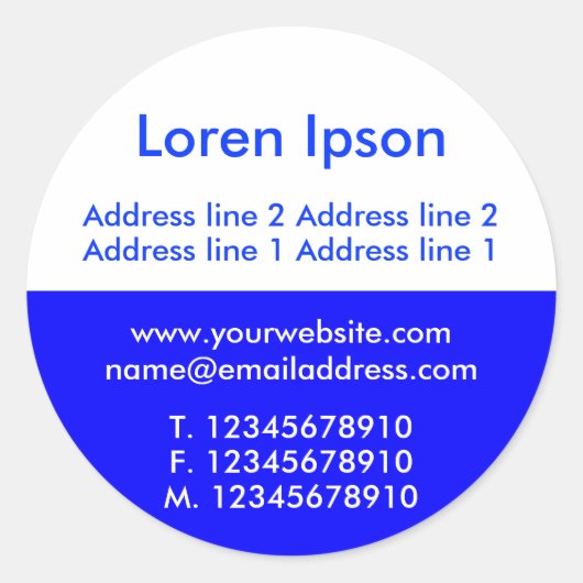 Zwei Tone Blue und White Business / Profil Runder Aufkleber (Vorderseite)