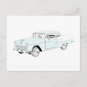 Zwei Tone Blue und White Chevy Bel Air Postcard Postkarte