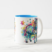 Zwei Tone Blue & White Zebra Tasse (VorderseiteRechts)