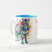 Zwei Tone Blue & White Zebra Tasse (Vorderseite Links)