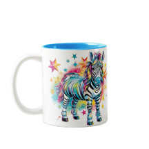 Zwei Tone Blue & White Zebra Tasse