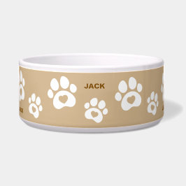 Zwei Tone Brown Dog Paw Drucken Personalisierte Sc Napf