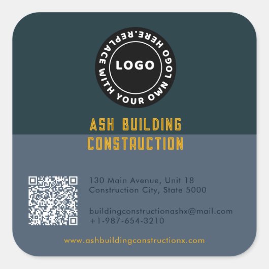 Zwei Töne Business Quadratischer Aufkleber (Vorderseite)