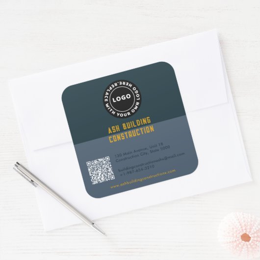 Zwei Töne Business Quadratischer Aufkleber (Umschlag)