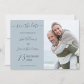 Zwei-Tone-Dusty Blue Custom-Foto Save the Date Einladung (Vorderseite)