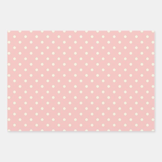 Zwei Tone Elegante Champagner Pink & White Polka D Geschenkpapier Set (Vorderseite)