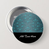 Zwei tone Extravagante Aquamarine Damaskus-Muster Button (Vorne & Hinten)