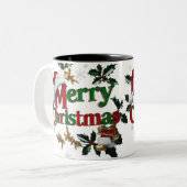 Zwei-Tone Frohe Weihnachtsfeier - Feiertag Zweifarbige Tasse (Vorderseite Links)