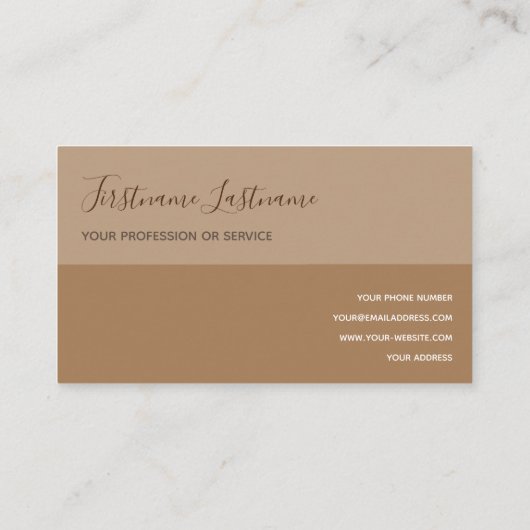 Zwei Töne geteilte braune Kalligraphie Visitenkarte (Rückseite)