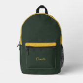 Zwei Tone Gold und Forest Green Bedruckter Rucksack (Vorderseite)