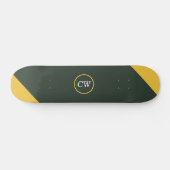Zwei Tone Gold und Forest Green Monogram Skateboard (Horizontal)
