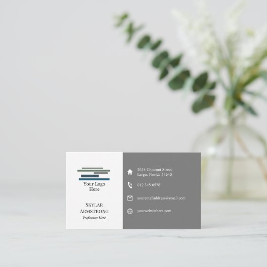 Zwei Tone Graue weiße Logo-Symbole auf einer Seite Visitenkarte (Stehend Vorderseite)