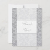 Zwei Töne Gray Damask Hochzeitsflat Dankeschön Kar Dankeskarte (Rückseite)