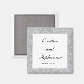 Zwei Töne Gray Damask Wedding Magnet Gefallen (Vorderseite/Rückseite)