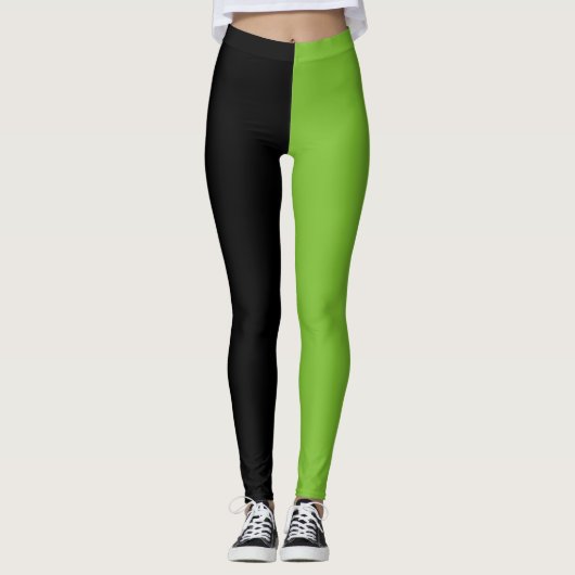 Zwei Tone Green Black Halloween Leggings (Vorderseite)