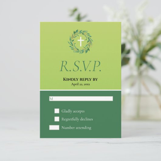 Zwei Tone Green Leafy Wreath Spring Baptisse UAWG (Stehend Vorderseite)