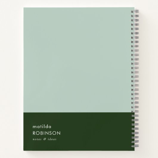 Zwei Tone Green modern Minimalistisch stilvoll Notizblock (Rückseite)