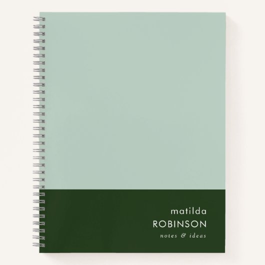 Zwei Tone Green modern Minimalistisch stilvoll Notizblock (Vorderseite)