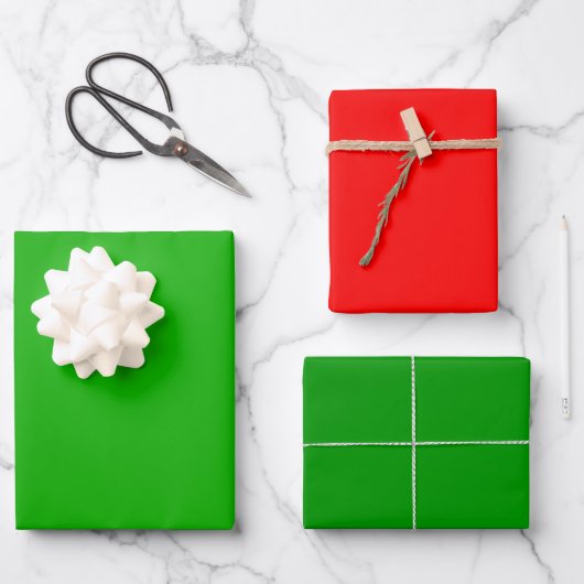 Zwei Tone Green & Red Set Design Geschenkpapier Set (Vorderseite)