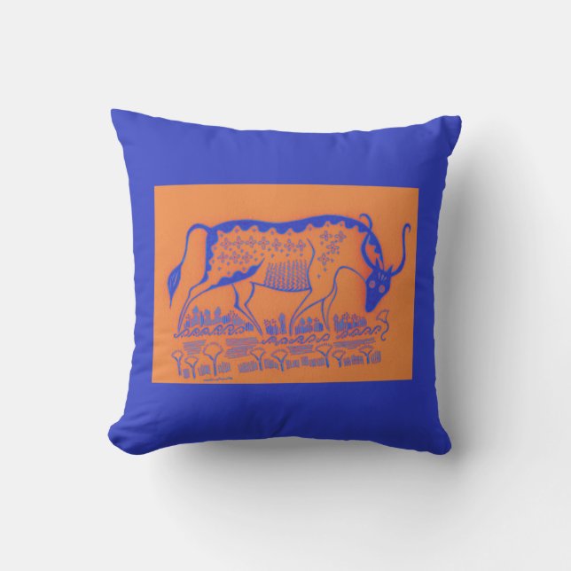 Zwei-Tone-Griechin, Bull-Pillow Inspiriert Kissen (Vorderseite)