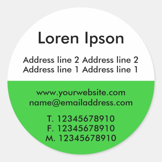 Zwei Tone Grün und Weiß Unternehmen / Profil Runder Aufkleber (Vorderseite)