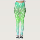 Zwei-Töne Grün Zickzack Leggings (Vorderseite)
