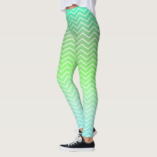 Zwei-Töne Grün Zickzack Leggings