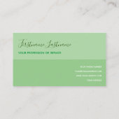 Zwei Töne halbiert frischen grünen Kalligraphie Visitenkarte (Rückseite)