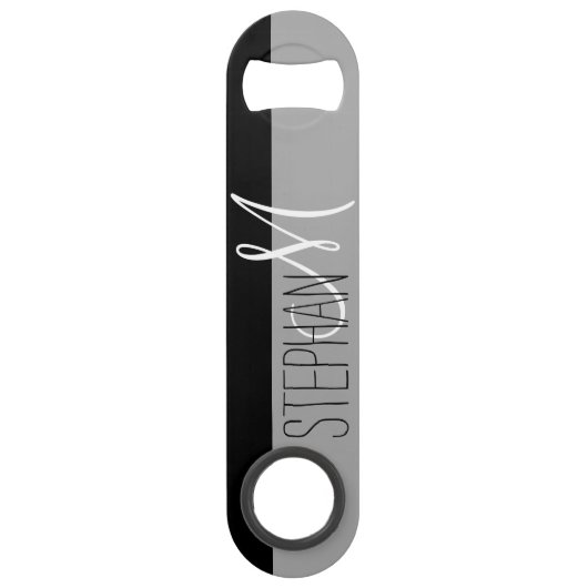 Zwei Tone Hochzeit Gedenkmongramm Speedflaschenöffner (Vorderseite)