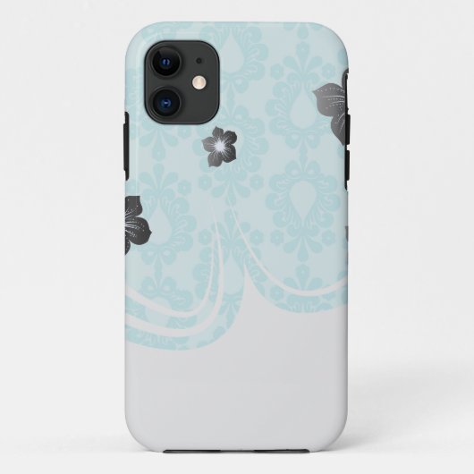 zwei Töne hübsche blaue Blume Blumendamaske Case-Mate iPhone Hülle (Rückseite)