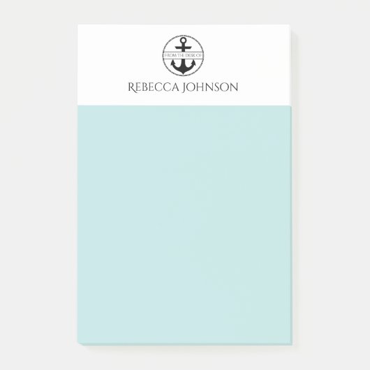 Zwei-Töne-individuelle Name "From the Desk of" Post-it Klebezettel (Vorderseite)