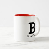 Zwei Töne Kaffeemaschine Tasse Geschenk mit Name M (VorderseiteRechts)