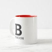 Zwei Töne Kaffeemaschine Tasse Geschenk mit Name M (Vorderseite Links)