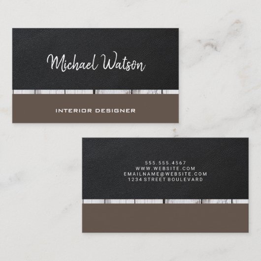 Zwei Tone Leather | Beratung | Holzschnitt Visitenkarte (Vorne/Hinten)