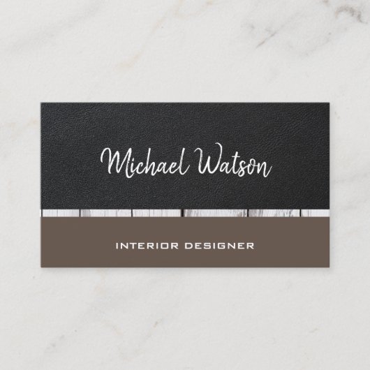 Zwei Tone Leather | Beratung | Holzschnitt Visitenkarte (Vorderseite)