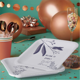 Zwei Tone Lila Folk Art Blumendusche Pappteller