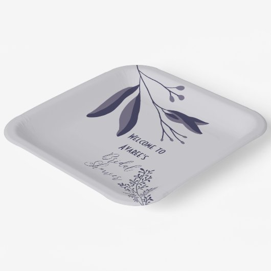 Zwei Tone Lila Folk Art Blumendusche Pappteller (Gewinkelt)