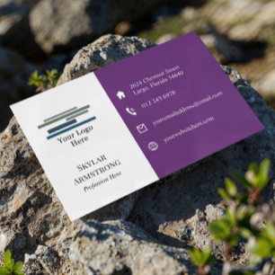 Zwei Tone Lila Weiße Logo-Symbole auf einer Seite Visitenkarte